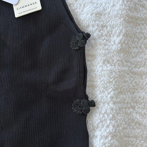 NWT Commense Side Split Cut out Black Ribbed Sleeveless Sexy Sweater Vest - Picture 5 of 9